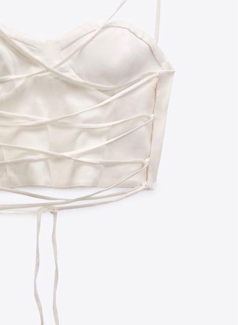 Zara Satin Bustier Corset Top in Floral Yellow Size XS, Women's