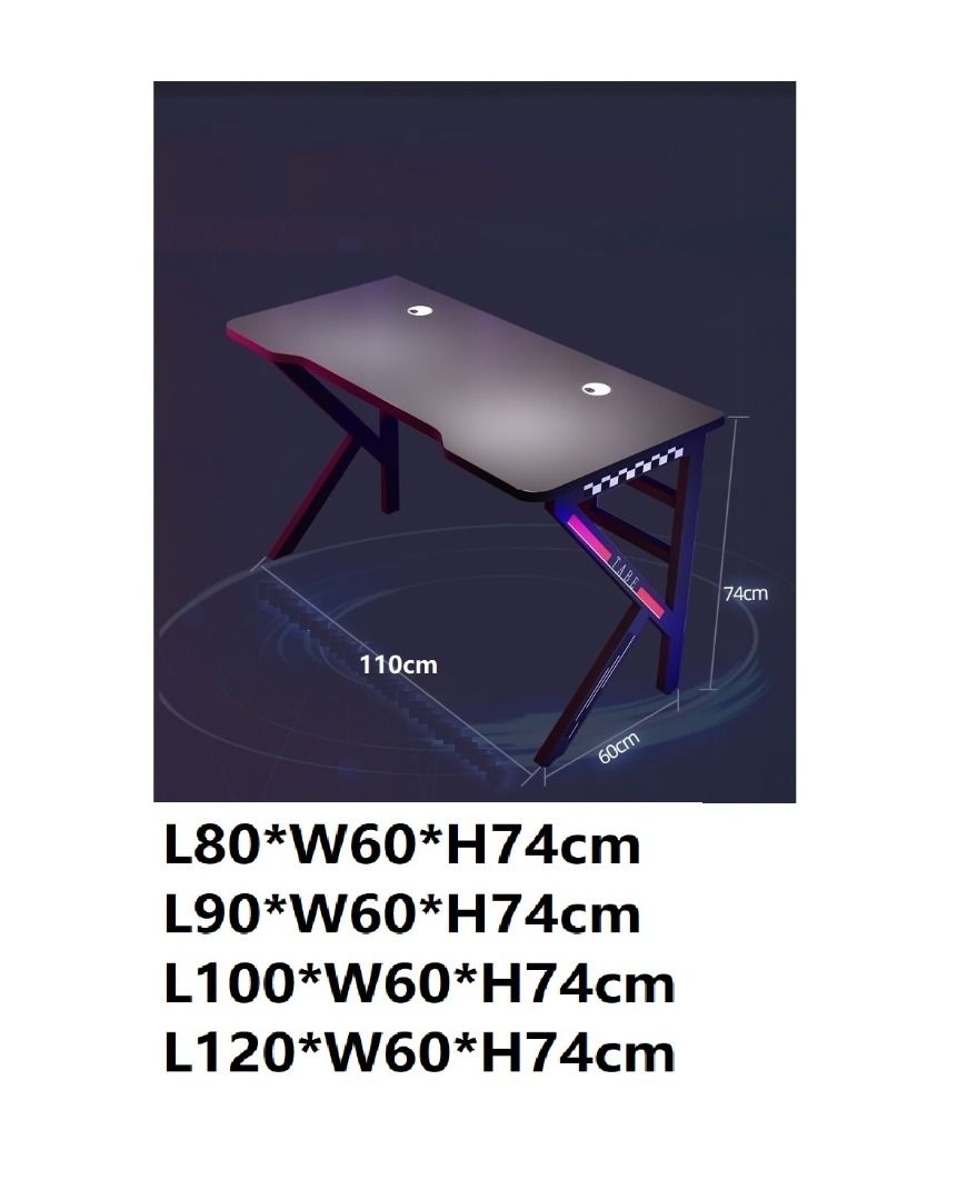 303 L80/L90/L100/L120*W60*H74cm, B Gaming Table Computer Desk Table
