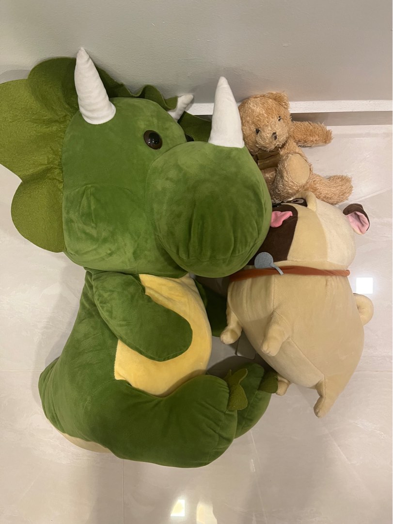 triceratops stuffed animal green