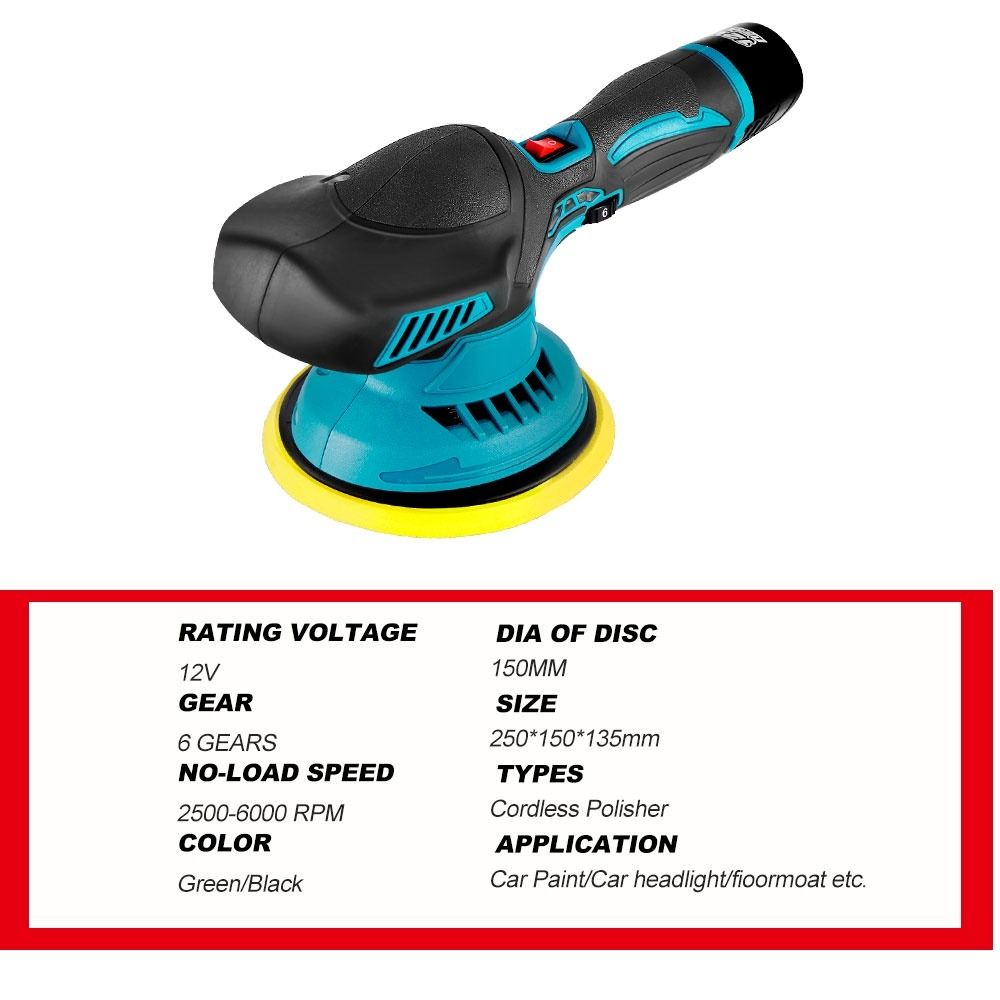 6000RPM Cordless Car Polisher 12V Wireless Car Polishing Machine 2pcs 2 ...