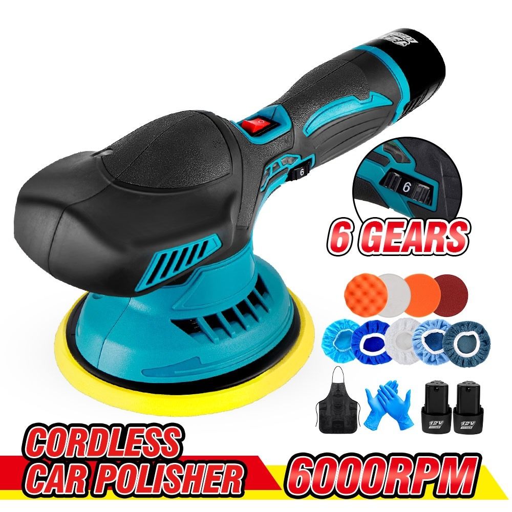 6000RPM Cordless Car Polisher 12V Wireless Car Polishing Machine 2pcs 2 ...