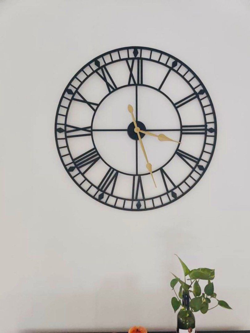 80cm French Provincial Metal Wall Clock (Category: Clocks) located in Quezon City. Submitted by cheap_cheaper (Listing ID 1196042965, Image 1). Description: limited time sale! High quality, heavy duty mechanism Vintage look with a flat black metal finish that goes well with industrial and traditional decors. 80cm. About 1” deep, light weight (1.5kg) Mechanism brand : Old Town Delivery via grab express Mop: BPI/BDO/COD/COP Pick up: Sta Mesa Height