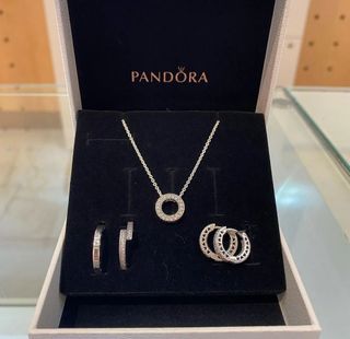🌈 ON SALE!! AUTH PANDORA SPARKLING SMALL CIRCLE COLLIER NECKLACE 1699 ** SMALL HEARTS SPARKLE HOOP EARRING 1300 ** RINGS 980 EACH.