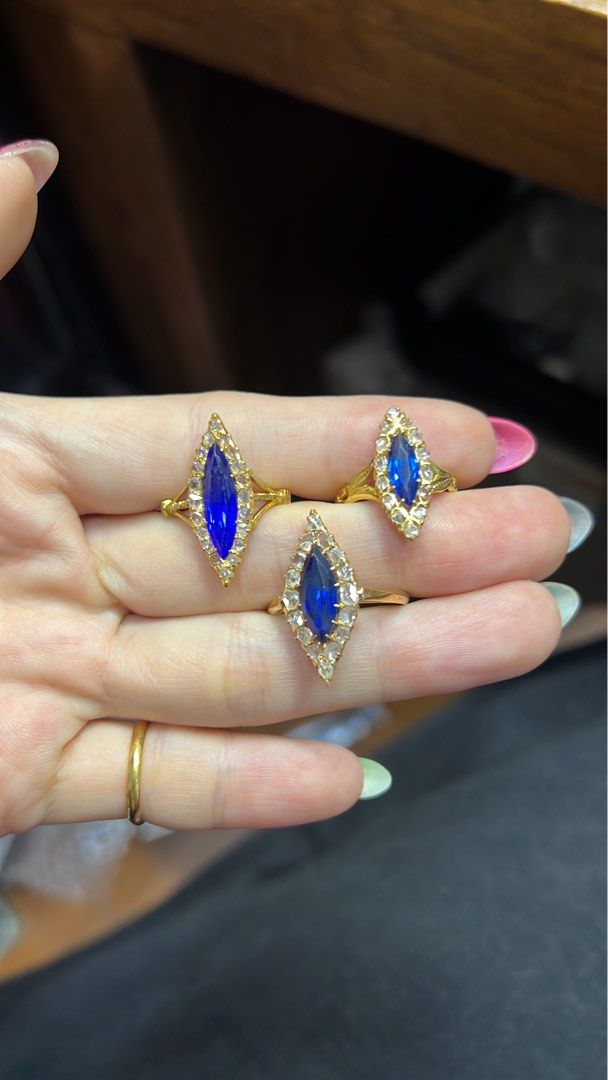 Antique Peranakan jewellery intan diamonds kana rings, Luxury