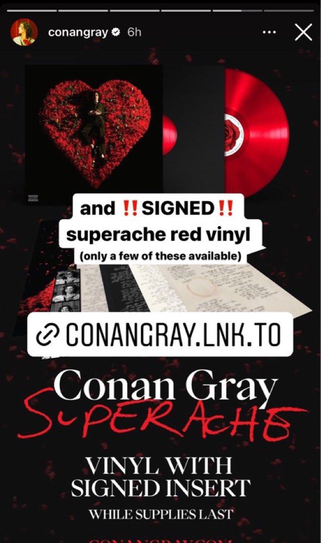 Earthtone Records on Instagram: Conan Gray : Superache (US) 2022 Limited  Red Vinyl มือหนึ่ง ราคา 1690 บาท รวมส่ง