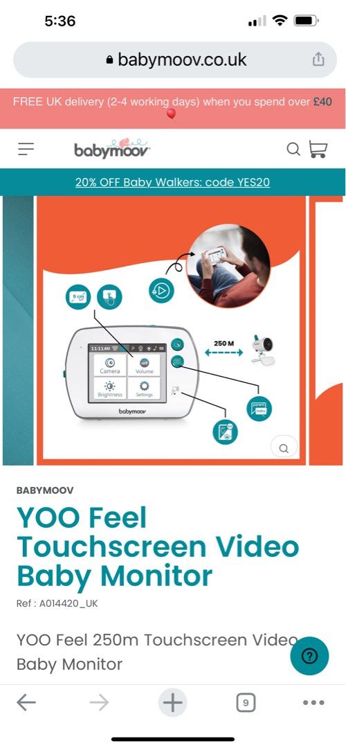 BABYMOOV Yoo-Feel - Touch Screen Babyphone Camer…