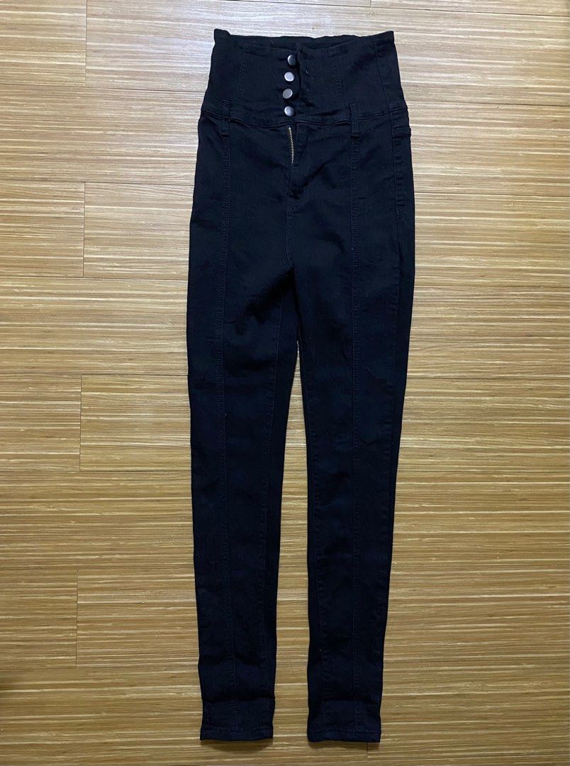 Black High Waist Pants or Jeans, Women's Fashion, Bottoms, Jeans on  Carousell
