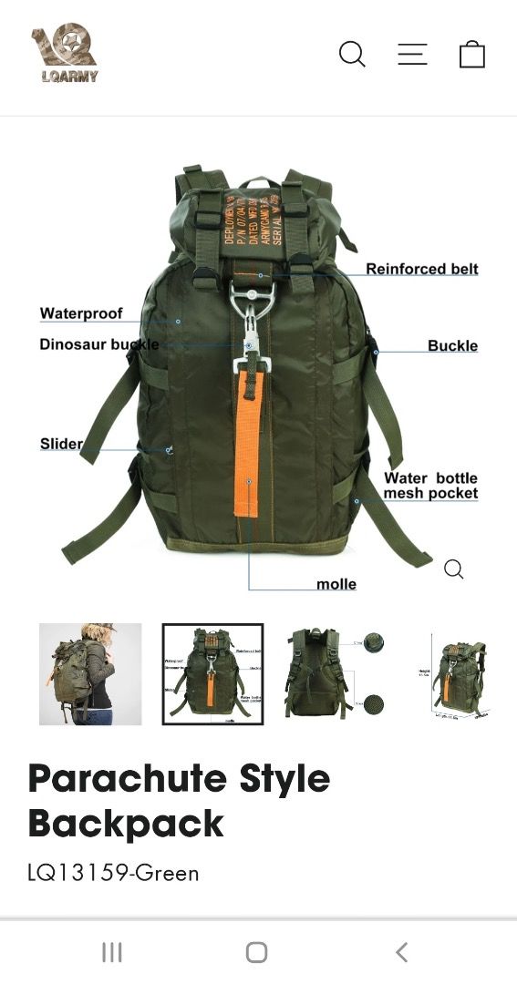Parachute style backpack sales
