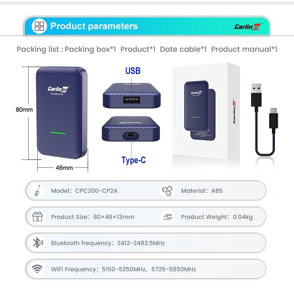 Carlink kit 4.0 WiredApple Carplay to wireless, Auto Accessories on