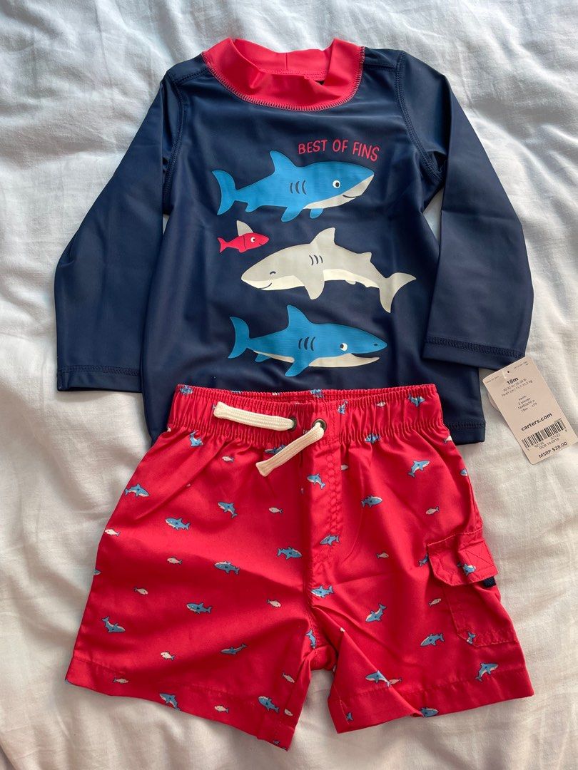 Carters Swim Set Long sleeve rash guard with shorts set 18months