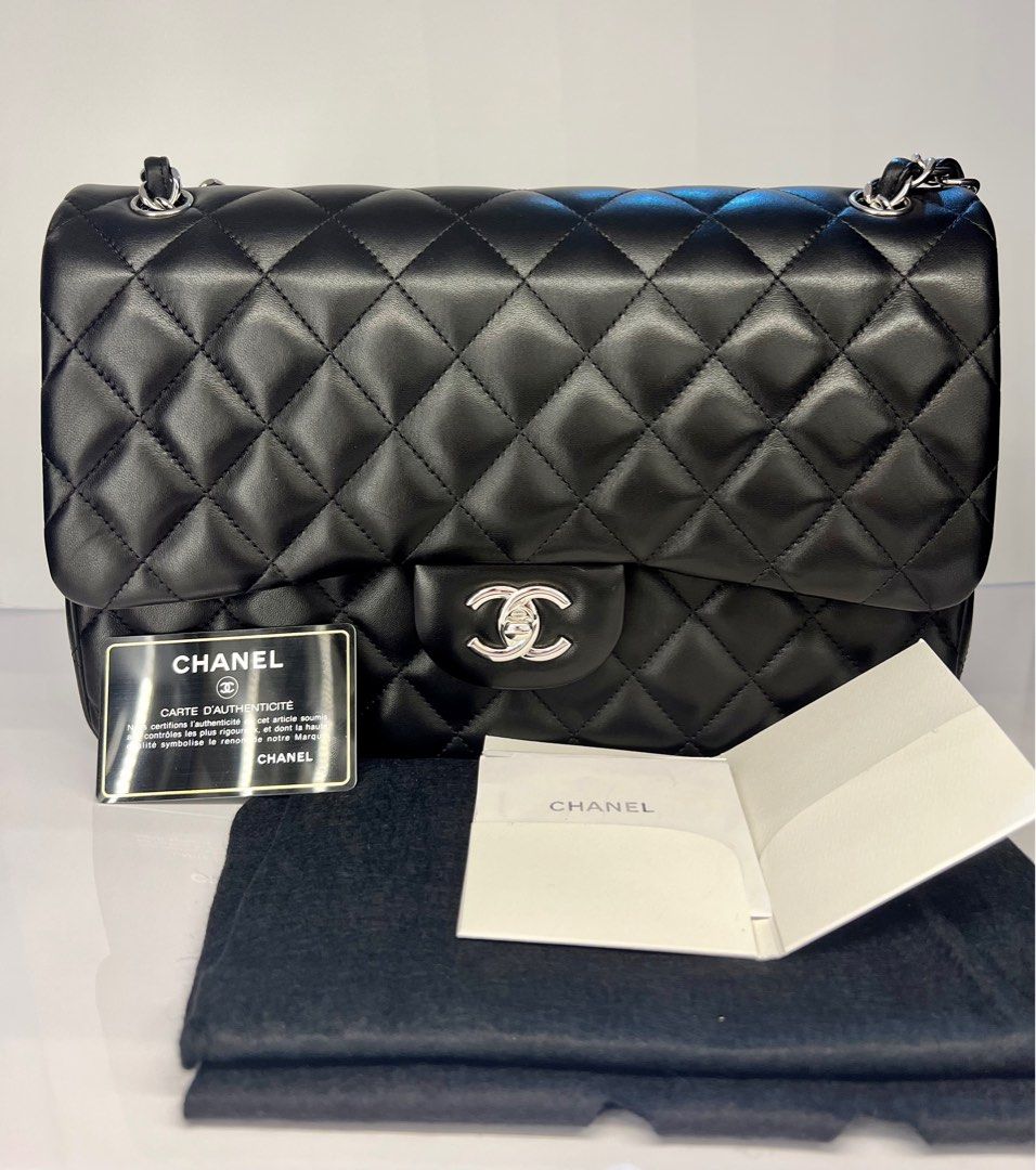 Chanel Classic Double Flap Black Jumbo Bag Lambskin, Luxury, Bags & Wallets  on Carousell