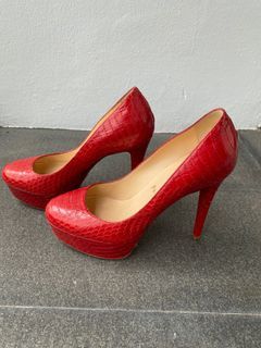 Christian Louboutin siren red python heel