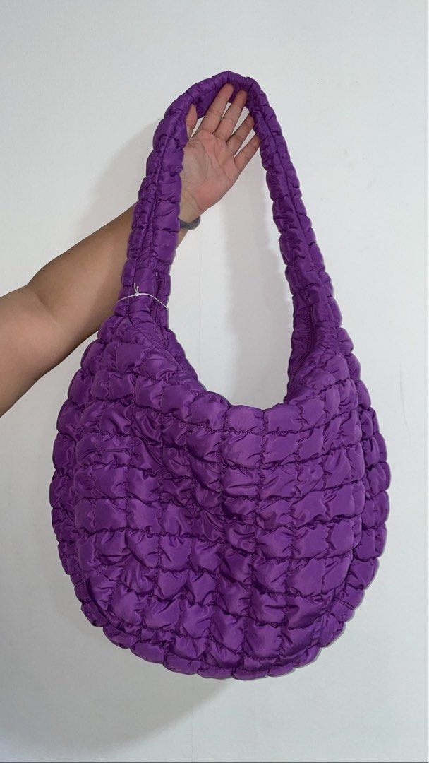 COS oversized quilted pillow bag in purple, Women's Fashion, Bags