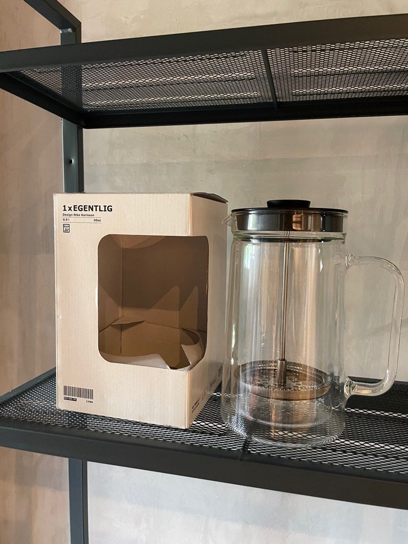 EGENTLIG Coffee/tea maker, doublewalled/clear glass, 0.9 l, Furniture