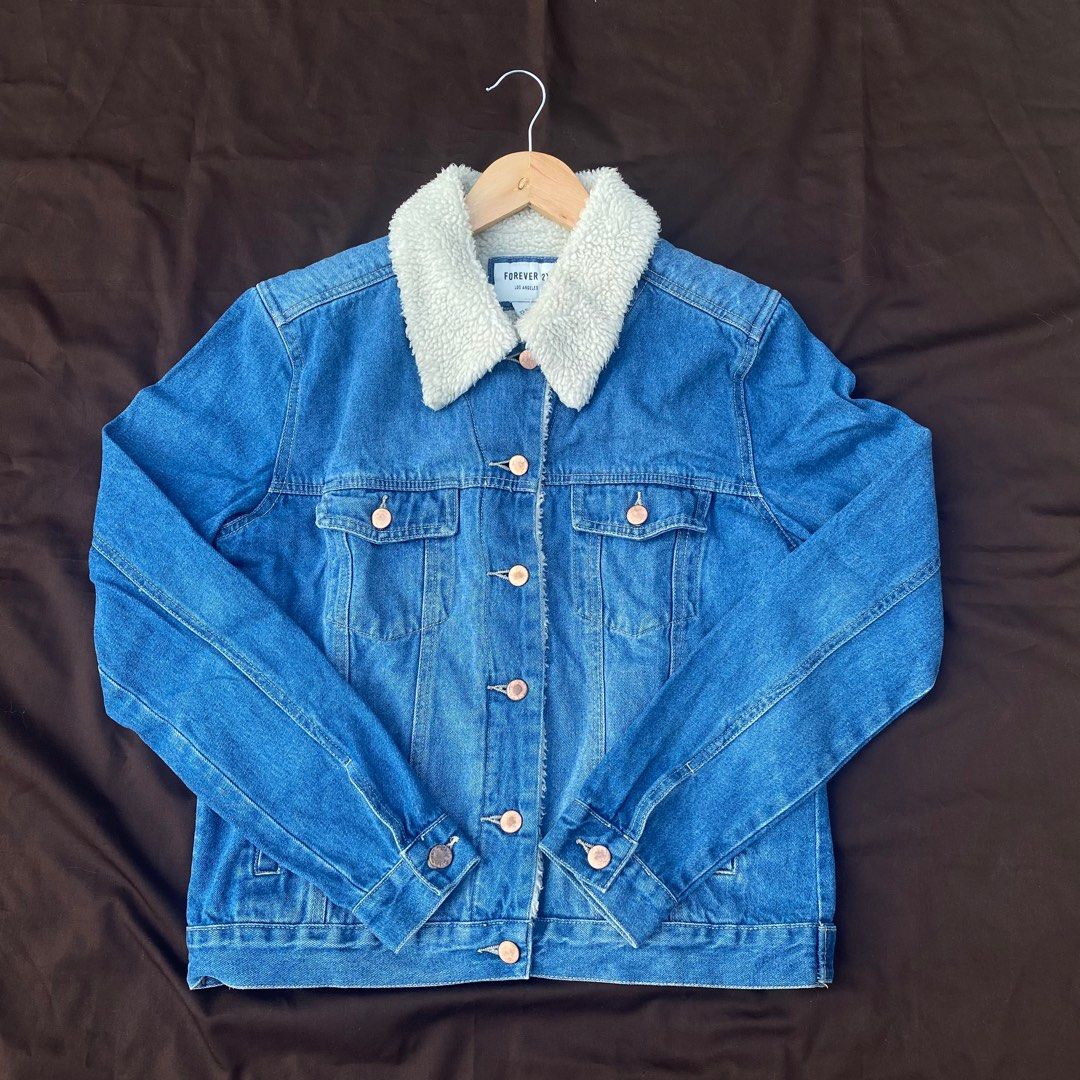 Forever 21 sherpa jean new arrivals jacket