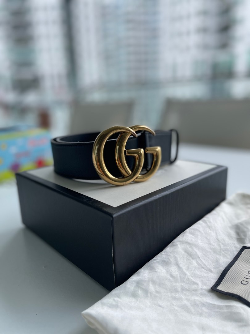 Full Set Lnib) Gucci Marmont Belt (Black Leather), Luxury, Accessories On  Carousell