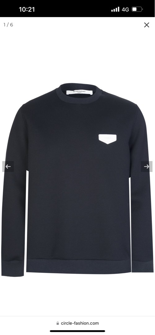 Givenchy White Leather Patch Wool Sweater Luxury Apparel on