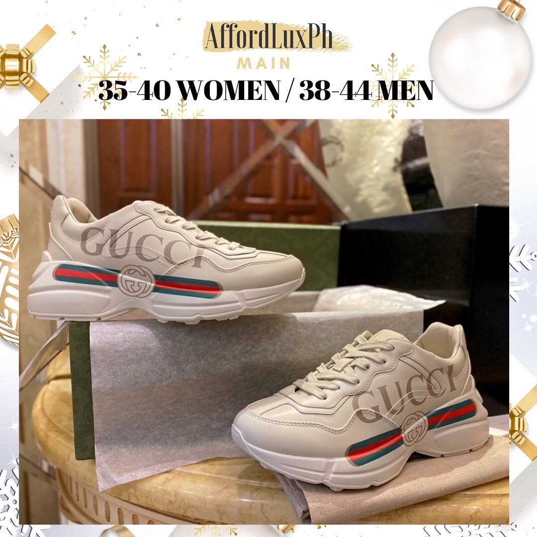 Gucci Rhyton Shoes Gucci Logo Leather Sneaker, Luxury, Sneakers & Footwear  on Carousell