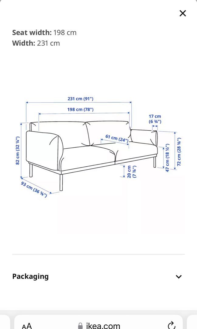 ikea applaryd sofa grey fabric 3 seater, Furniture & Home Living