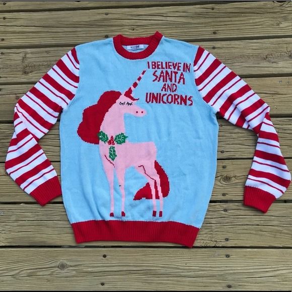 I believe in santa and unicorns sweater hot sale