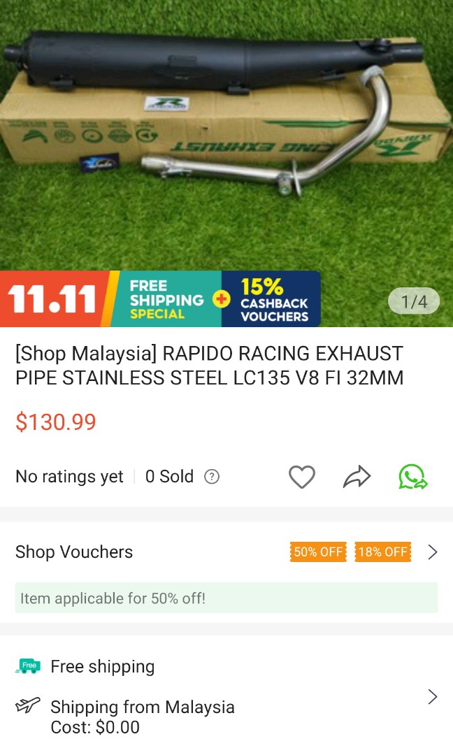 Jupiter mx back pressure exhaust, Motorcycles, Motorcycle Accessories