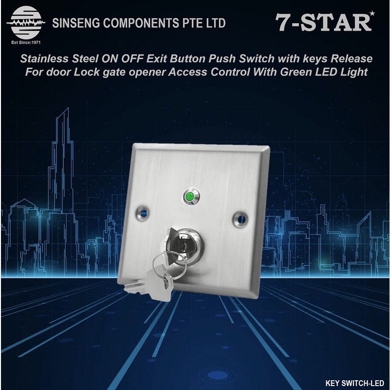 LED Keyswitch Door Release Stainless Steel Bypass Override Key Switch