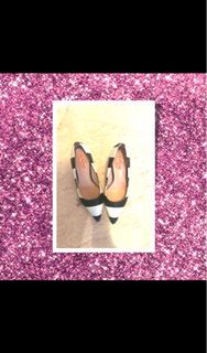 Leona Edmiston black & white striped heels