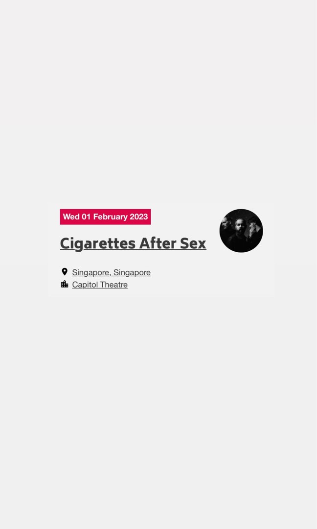 Lf Cigarettes After Sex Concert Ticket Tickets And Vouchers Event Tickets On Carousell 