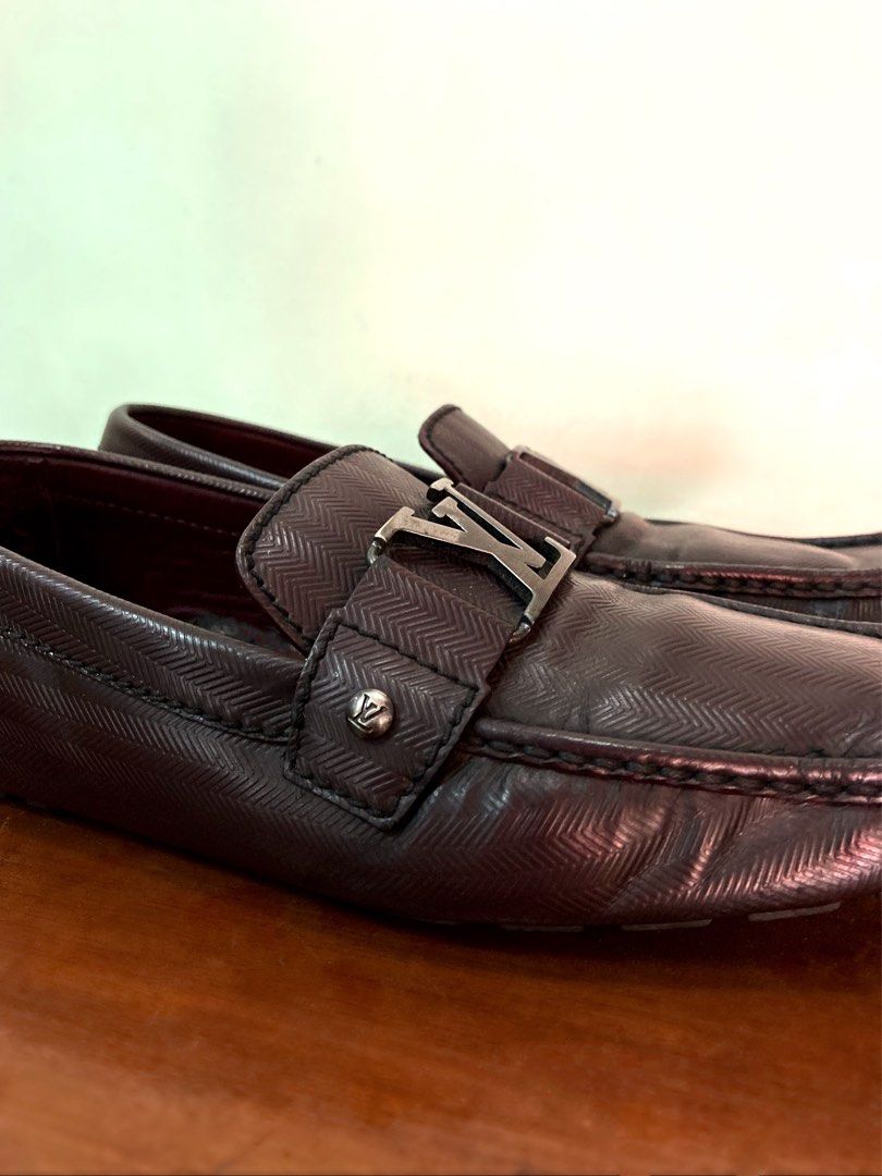Louis Vuitton Burgundy Leather Monte Carlo Slip On Loafers Size