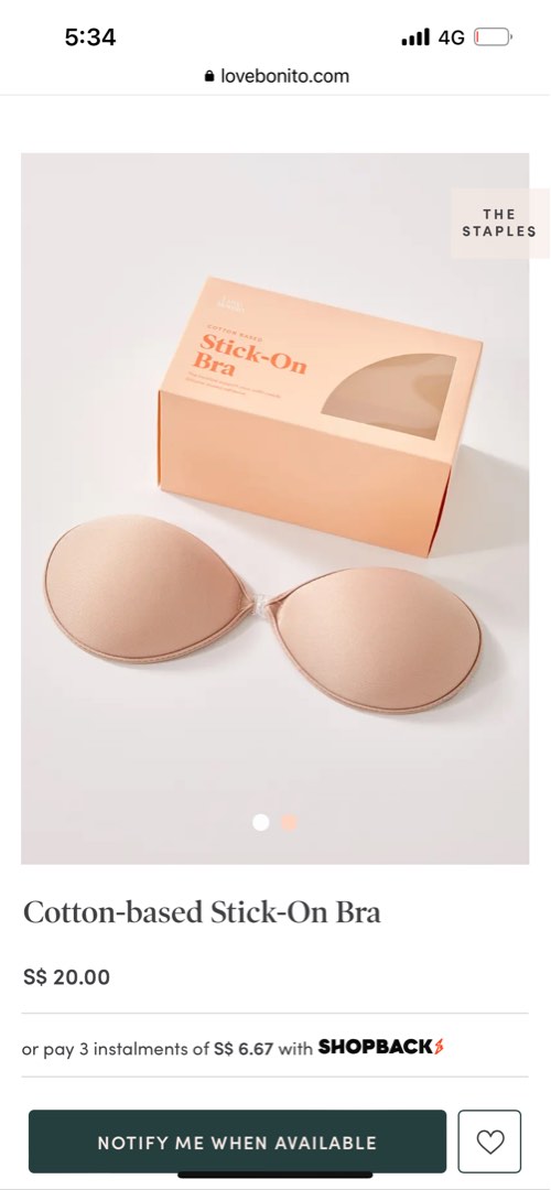 Love bonito Cotton-based Stick-On Bra