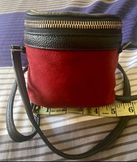 micro leather canvas sling bag