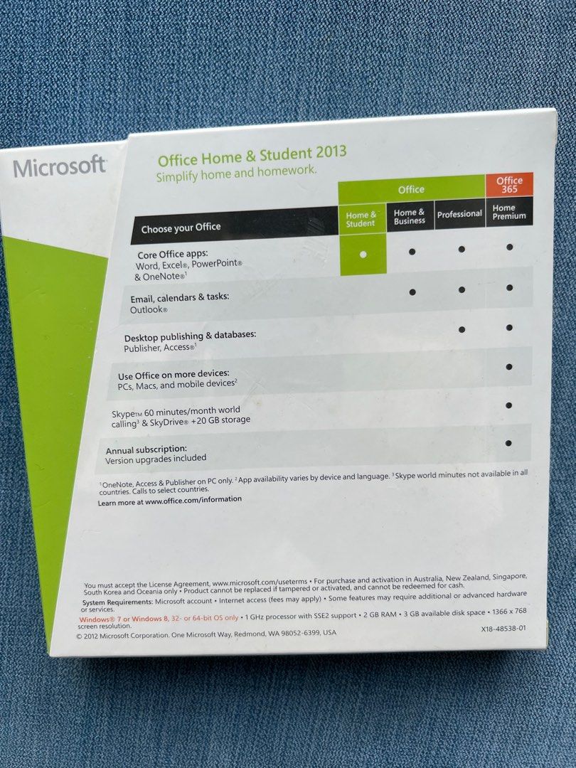 Microsoft Office 2013 (Home & Student), Computers & Tech, Parts