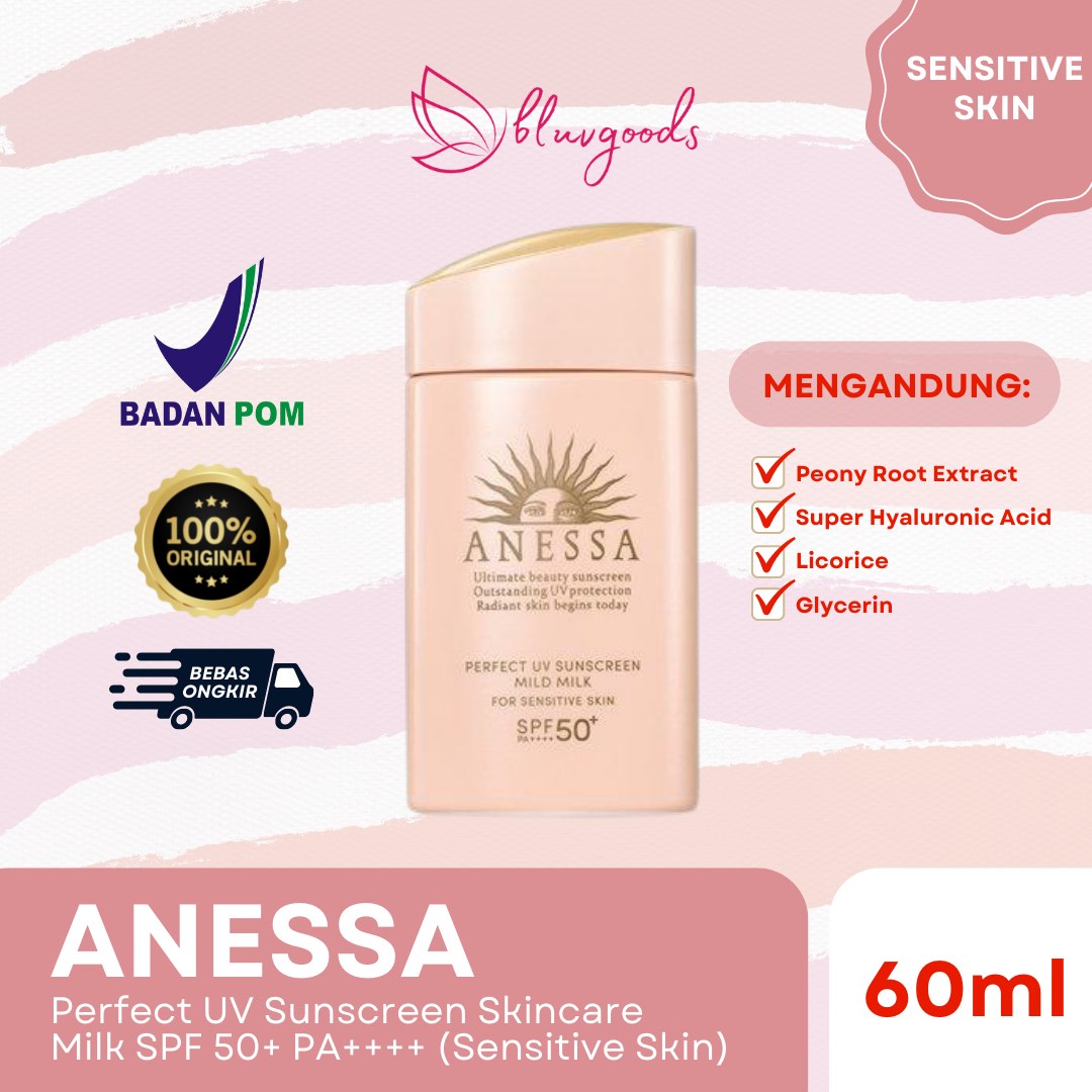 [NEW] Anessa Perfect UV Sunscreen Mild Milk for Sensitive Skin SPF 50+ PA++++ (60ml), Kesehatan