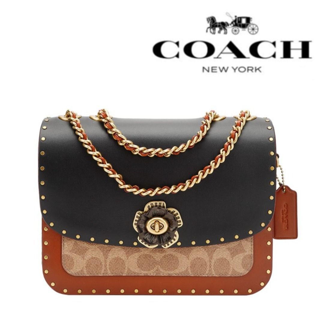 New Coach Original Madison Shoulder Bag In Signature Canvas With Rivets And Snakeskin Detail Crossbody Shoulder Sling Bag For Women Come With Complete