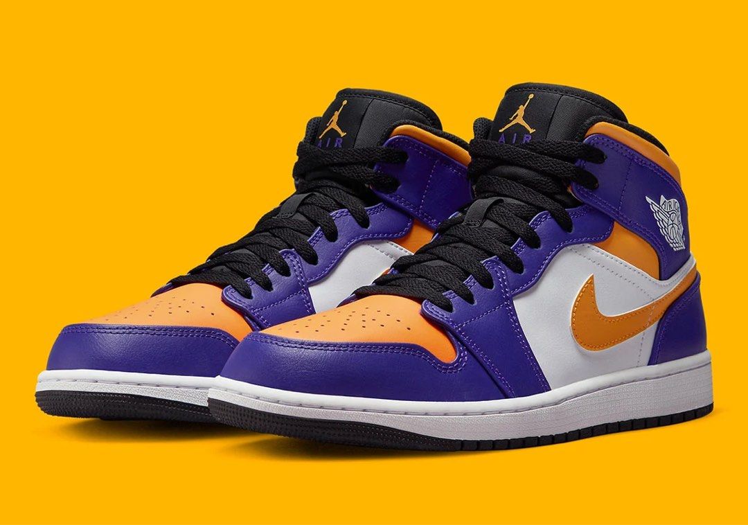 Nike Air Jordan 1 Mid Lakers Men s Fashion Footwear Sneakers on