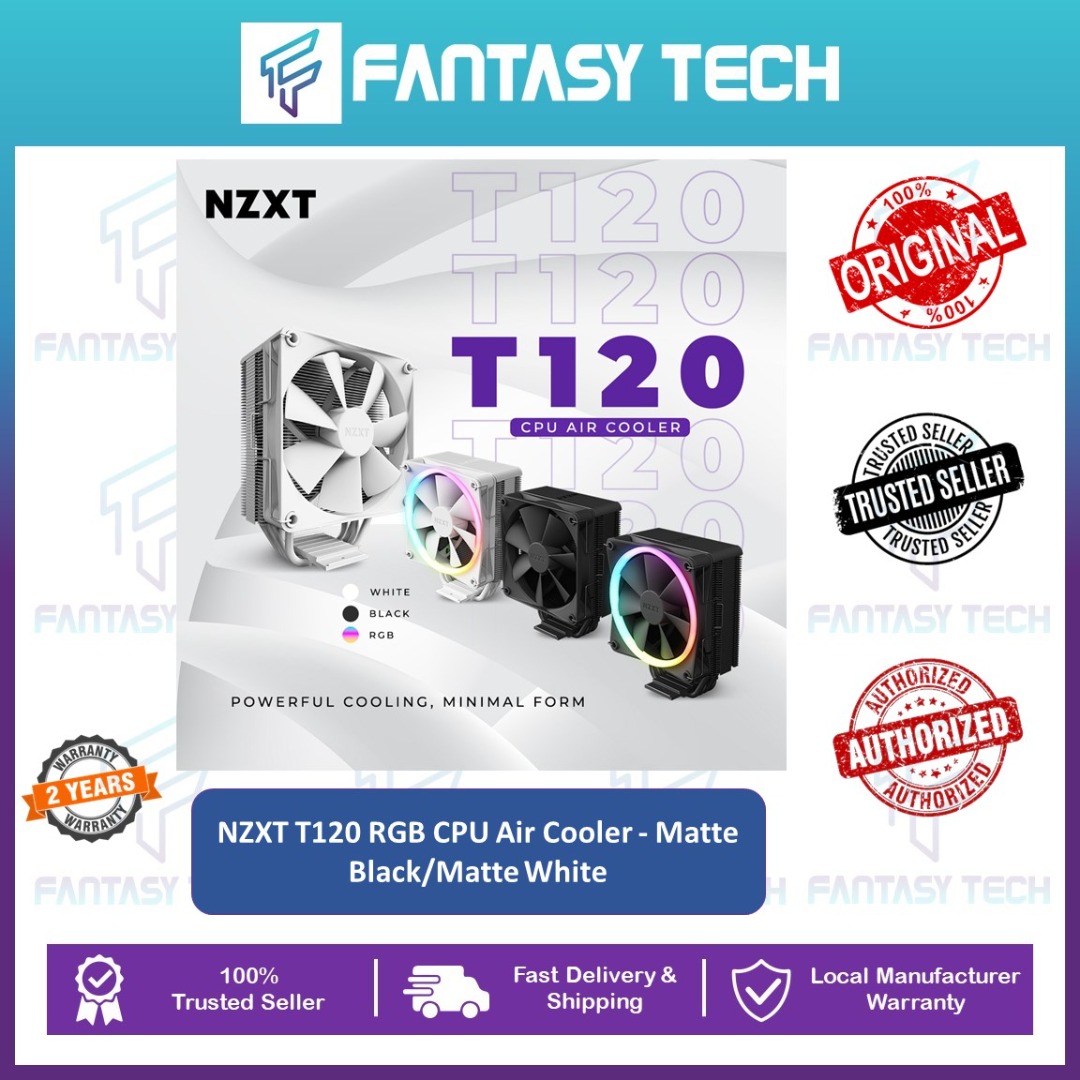 NZXT T120 RGB CPU Air Cooler - Matte Black/Matte White, Computers ...