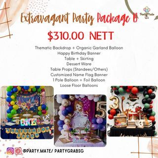 Our Best Selling - Themed Backdrop Extravagant Party Package (B)