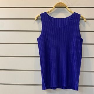 PLEATS PLEASE 寶藍色無袖背心