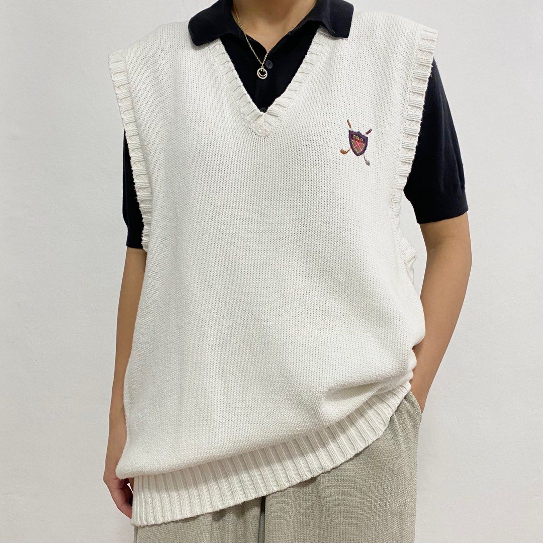 Polo Ralph Lauren knitted sweater vest, Men's Fashion, Tops & Sets, Vests  on Carousell
