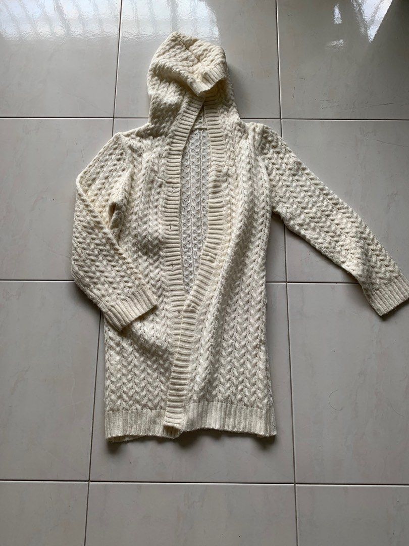 White cardigan outlet with hood