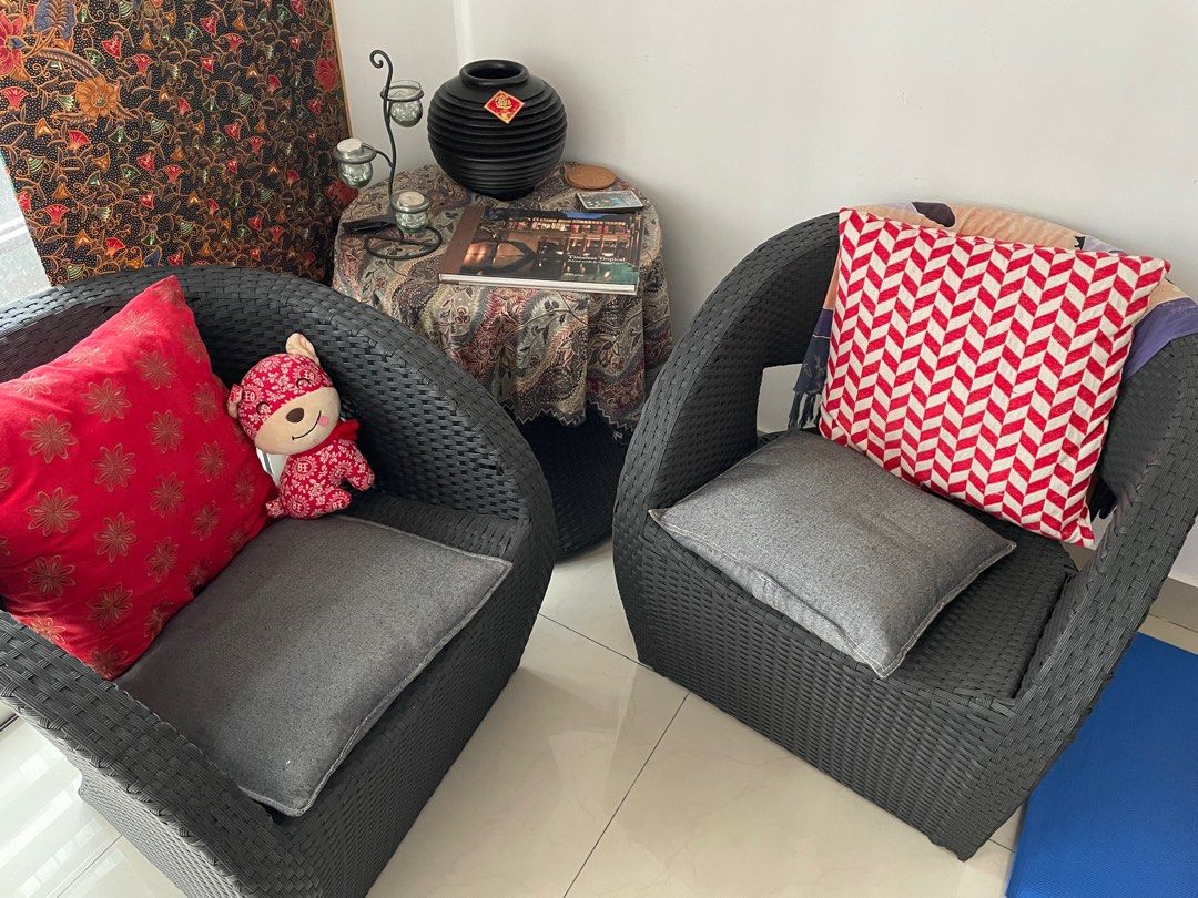 IKEA Rattan Garden table Set, Furniture & Home Living, Furniture