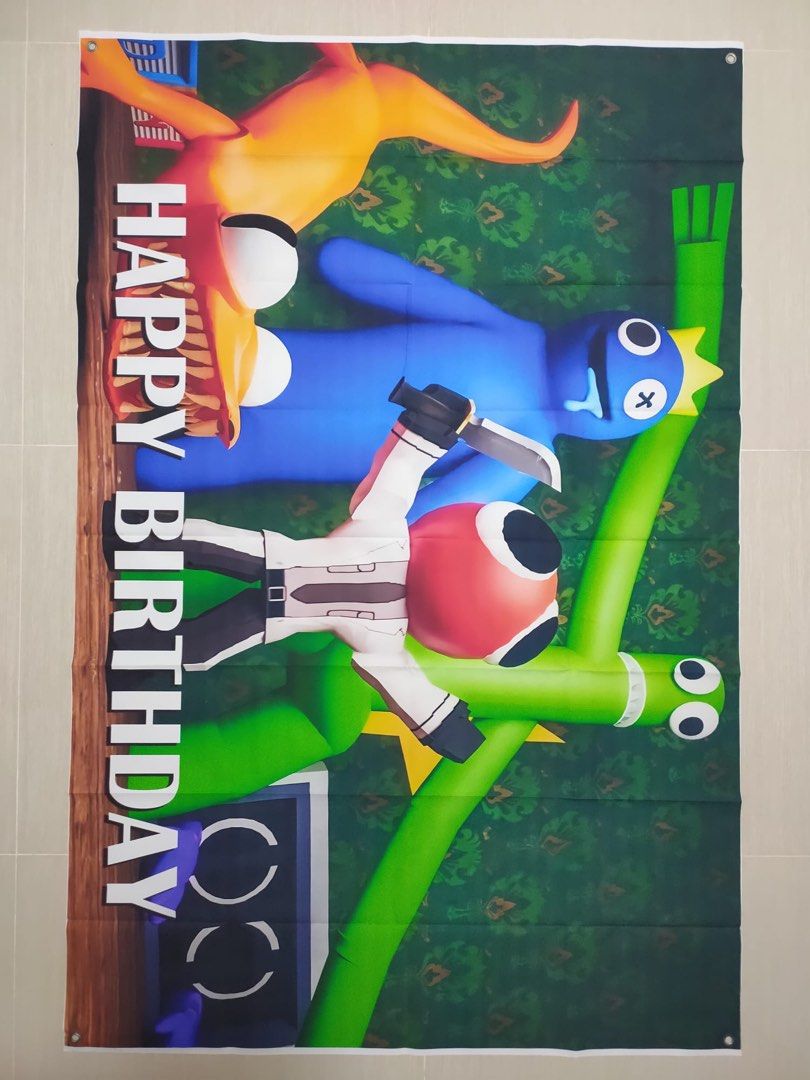 [Ready Stock] New Arrival ~彩虹朋友Rainbow Friends Roblox(Design 2) theme Happy  birthday banner backdrop background(Approx 100 x 150cm) ～ Party Deco.