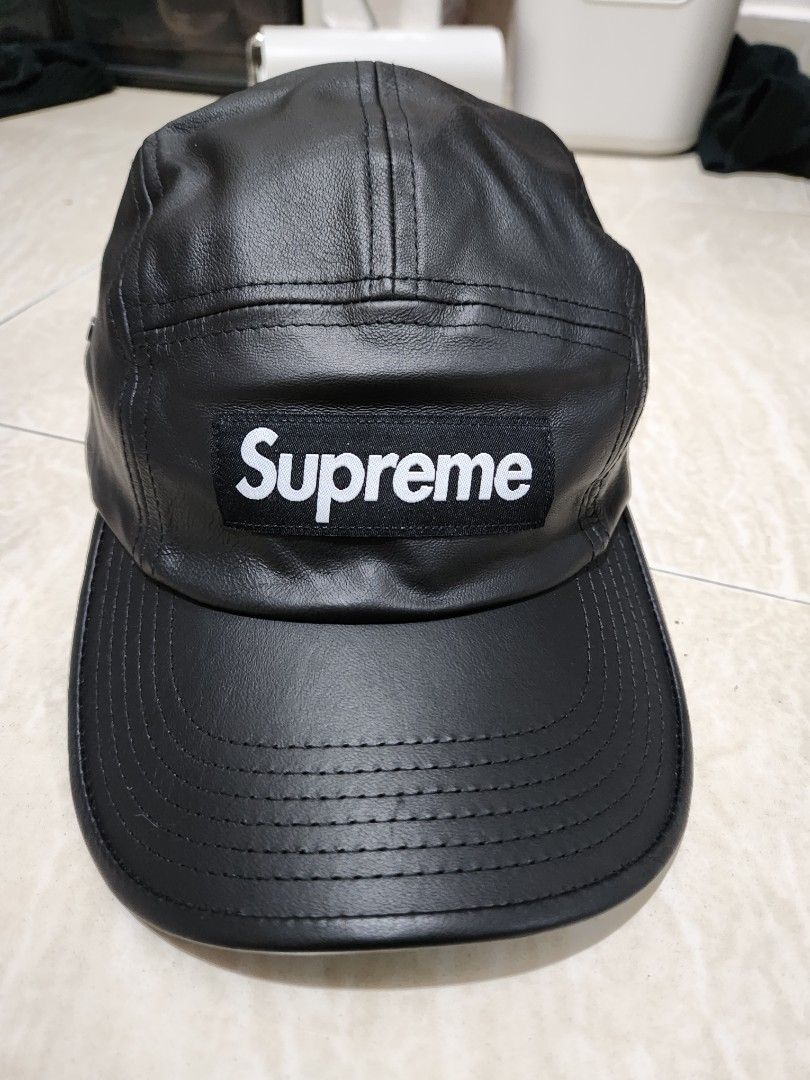 Supreme leather shop camp cap