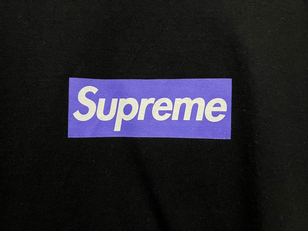 Supreme purple box logo t shirt hot sale