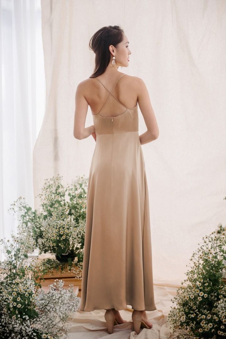 Thread Theory Gold Convertible Bridesmaid Dress Women s Fashion Dresses Sets Evening dresses gowns on Carousell