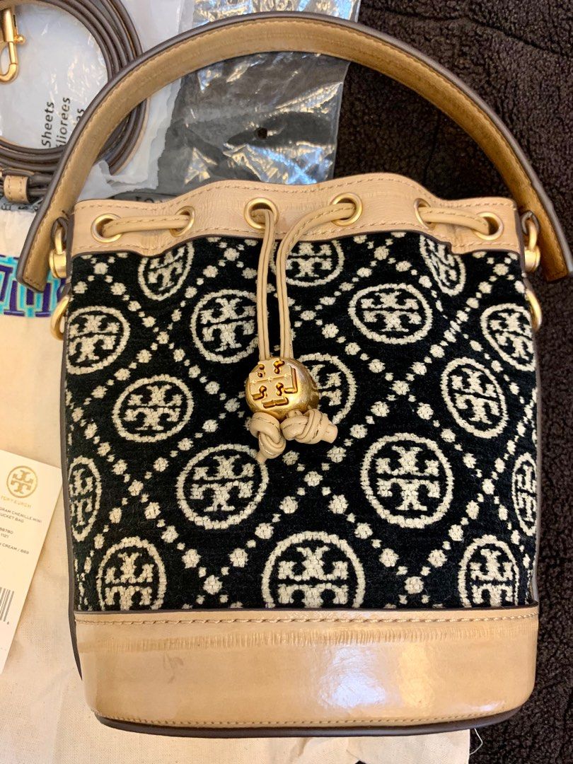 Tory burch chenille mini bucket bag, Luxury, Bags & Wallets on Carousell