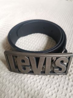 Vintage Levis Leather Tribal Logo Buckles Belt