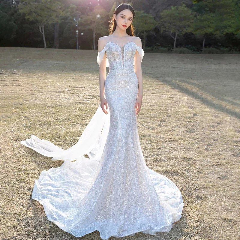 off the shoulder long mermaid dress