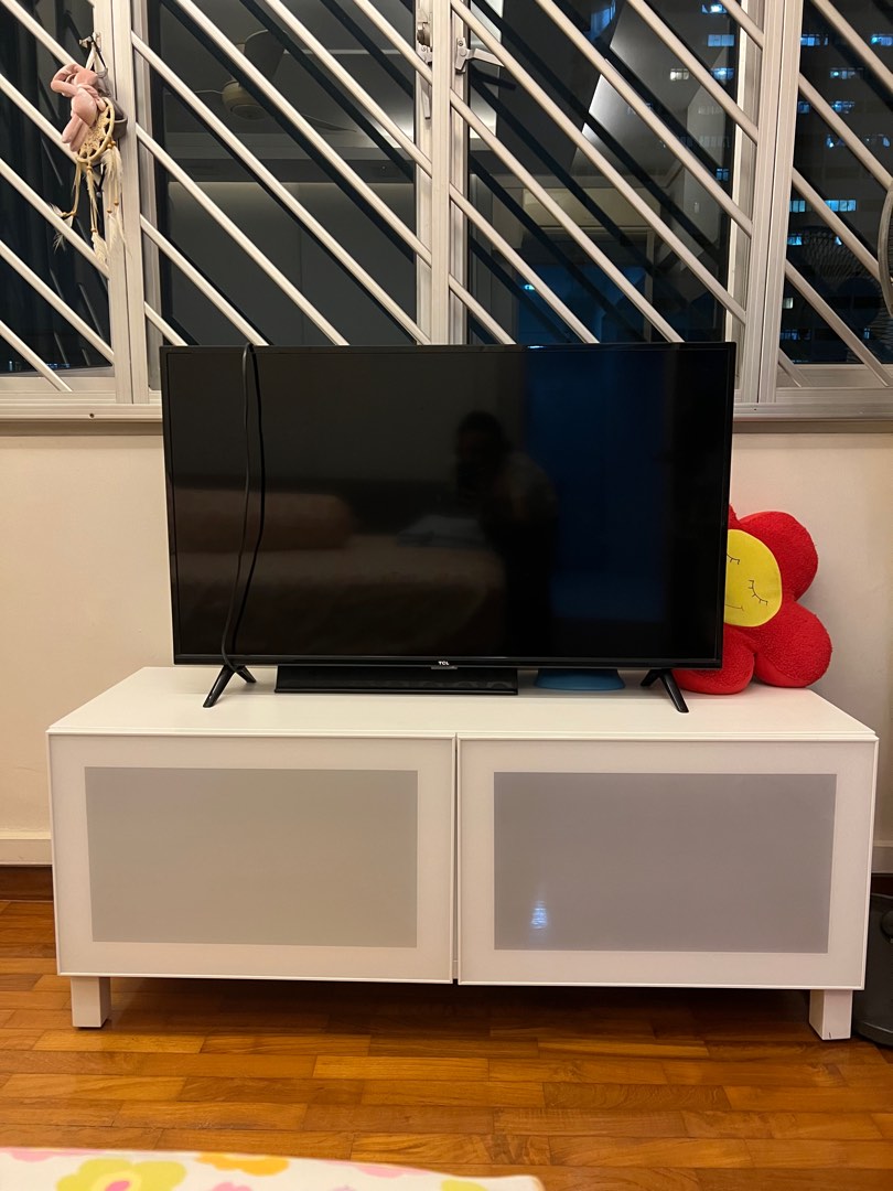 White TV Console with Two Spacious Furniture & Home Living