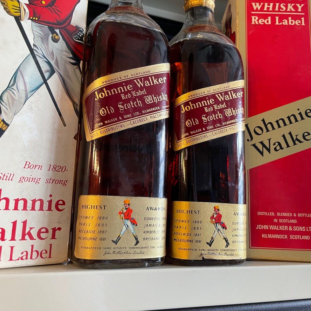 1960s Red Label Johnnie Walker Whisky Rare vintage w box 750ml